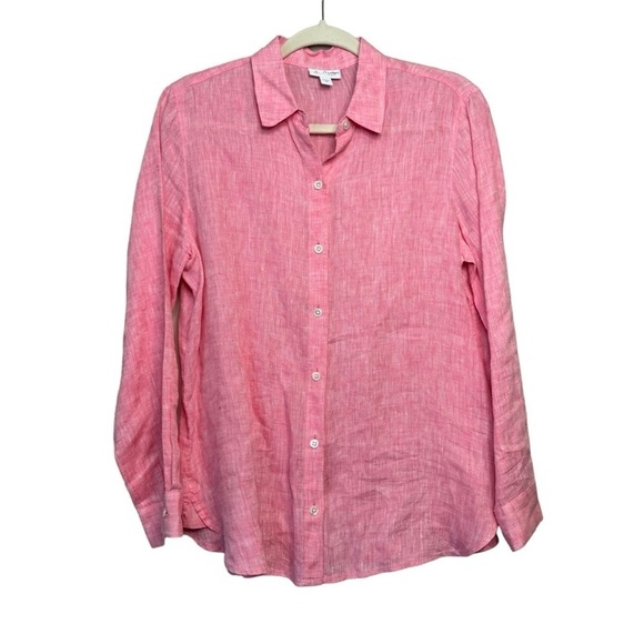 J. Jill Tops - J. Jill Love Linen Essential Shirt Pink Long Sleeve Button Down Collar Shirt XS